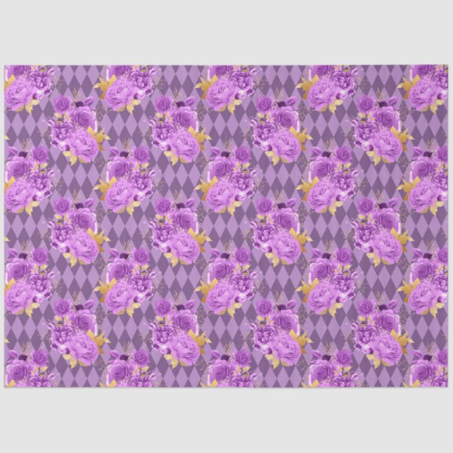 Design der lila und goldenen Blumenserie 8 Seidenpapier (Vorderseite)