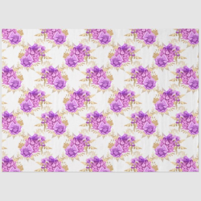 Design der lila und goldenen Blumenserie 9 Seidenpapier (Vorderseite)