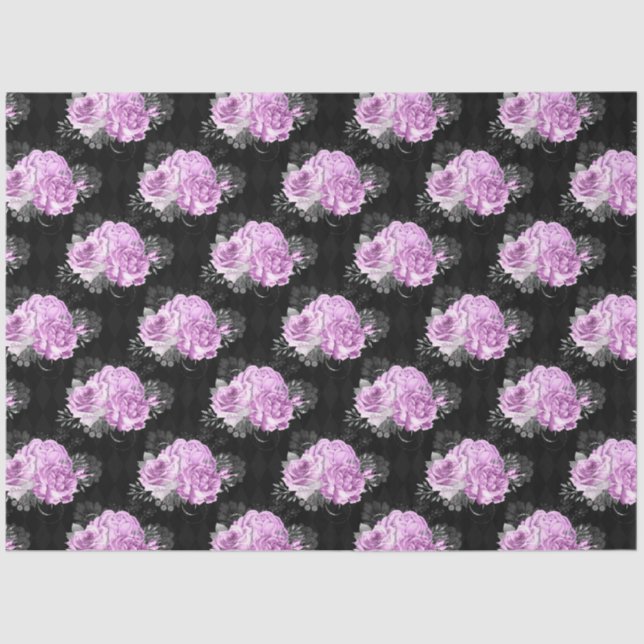 Design der lila und silbernen Blumenserie 10 Seidenpapier (Vorderseite)