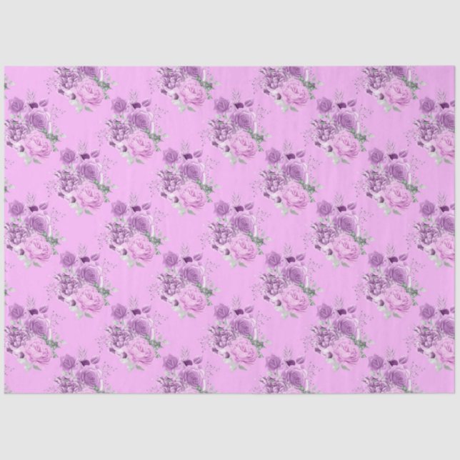 Design der lila und silbernen Blumenserie 11 Seidenpapier (Vorderseite)