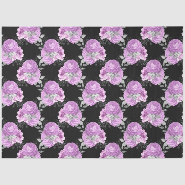 Design der lila und silbernen Blumenserie 5 Seidenpapier (Vorderseite)