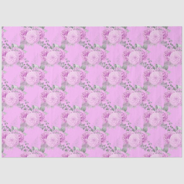 Design der lila und silbernen Blumenserie 7 Seidenpapier (Vorderseite)