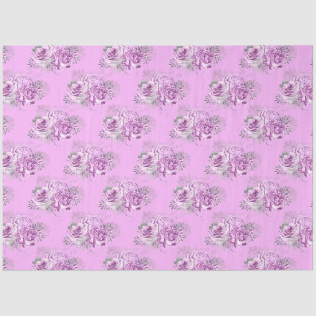 Design der lila und silbernen Blumenserie 9 Seidenpapier (Vorderseite)