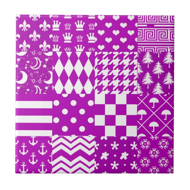 Design der lila, weiß gemischten Muster Fliese (Vorderseite)
