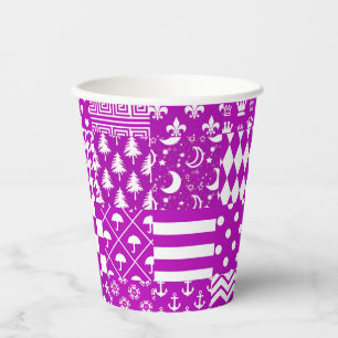 Design der lila, weiß gemischten Muster Pappbecher