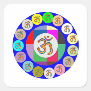 Design der Mantra OM MANTRA-Münzen Quadratischer Aufkleber