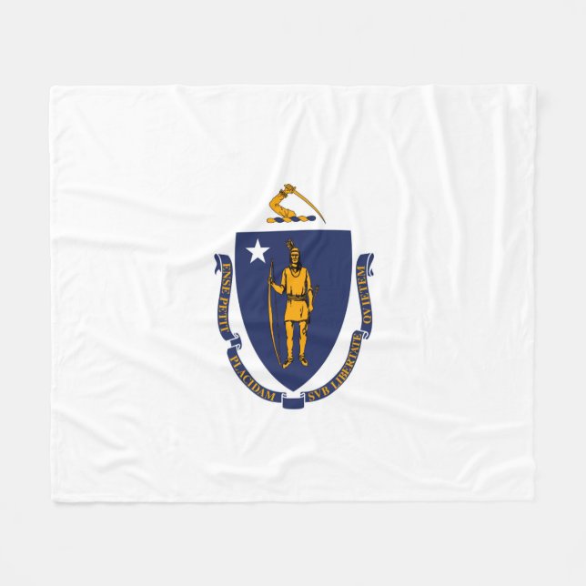 Design der Massachusetts-Staatsflagge Fleecedecke (Vorderseite (Horizontal))