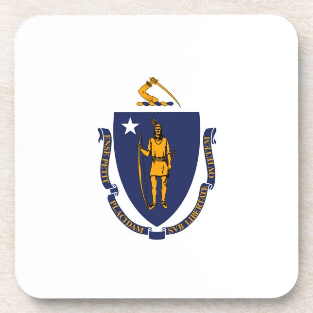 Design der Massachusetts-Staatsflagge Getränkeuntersetzer (Vorderseite)