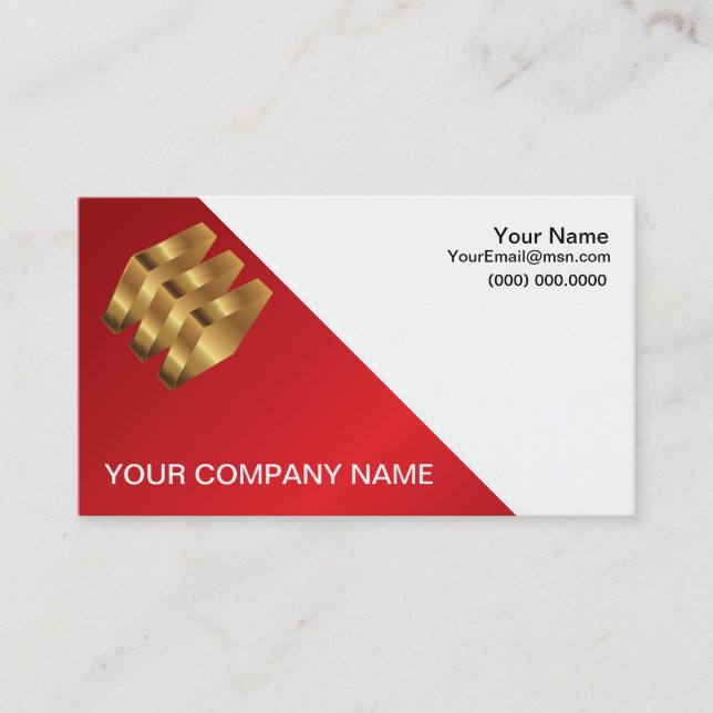 Design der Metallic Red and Gold Business Card Visitenkarte (Vorderseite)