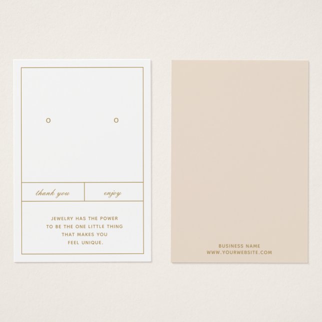 Design der Minimalistischen Earring-Schmuckkarte (Vorne & Hinten)