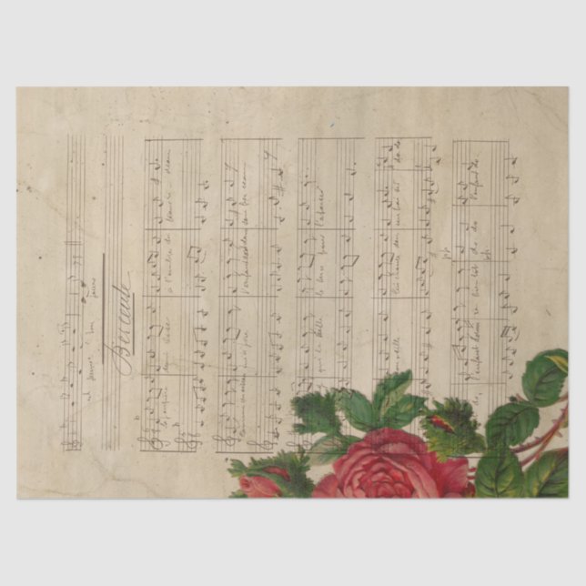 Design der Musik- und Rose-Serie 12 Seidenpapier (Vorderseite)