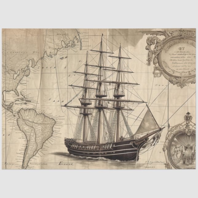 Design der Nautikkarte 5 Seidenpapier (Vorderseite)