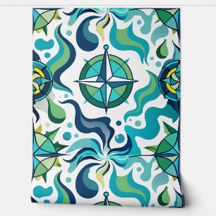 Design der nautischen Kunst Ozeanwellen Wanddekora Tapete