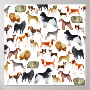 Design der niedlichen Pedigree-Dog-Hintergrundbild Poster