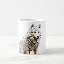 Design der niedlichen White Wolf Mosaik-Tasse