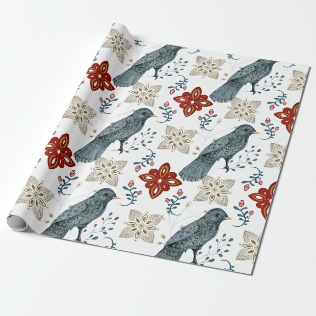 Design der Nordic Tile-Serie für Weihnachten 1 Geschenkpapier (Ungerollt)