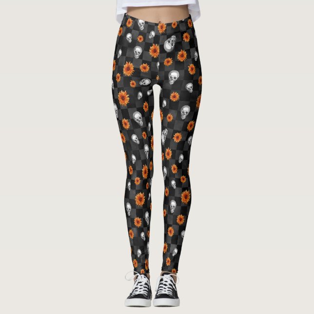 Design der Orangenschalen und Sonnenblumen-Serie 1 Leggings (Vorderseite)