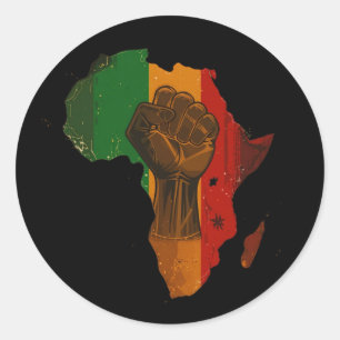 Design der panafrikanischen Raised Fist & Africa-K Runder Aufkleber