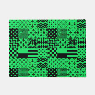 Design der Patchwork-Muster in grün schwarz Fußmatte