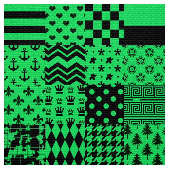 Design der Patchwork-Muster in grün schwarz Stoff (Muster)