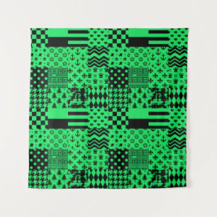 Design der Patchwork-Muster in grün schwarz Wandteppich