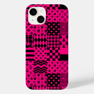 Design der Patchwork-Muster in rosa Schwarz Case-Mate iPhone 14 Hülle