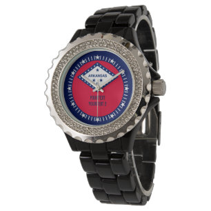 Design der personalisierten Arkansas-Staatsflagge Armbanduhr
