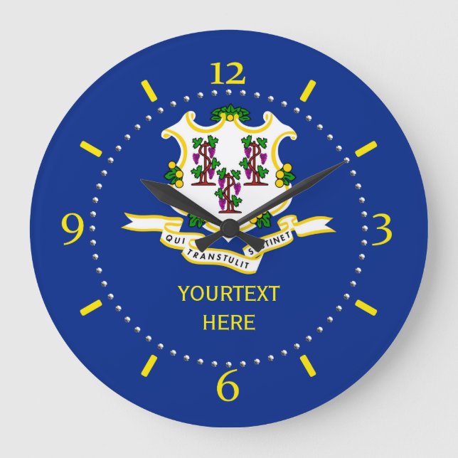 Design der personalisierten Connecticut-Zustandsfl Große Wanduhr (Vorderseite)
