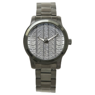 Design der Reifengewebe aus schwarzem Kautschuk Armbanduhr