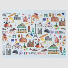Design der Reisesymbole in Frankreich Seidenpapier