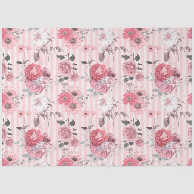 Design der rosa Blumenreihe 8 Seidenpapier (Vorderseite)