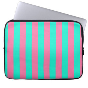 Design der rosa Minzgrün gestrichenen Streifen Laptopschutzhülle