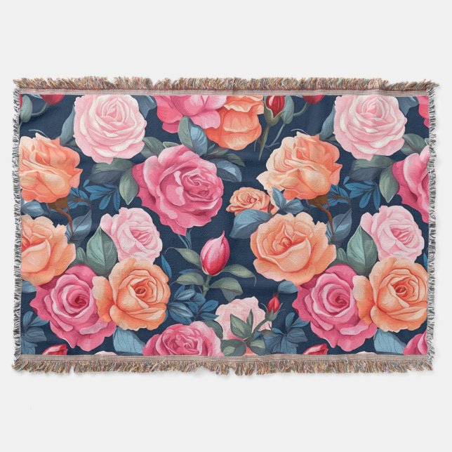 Design der rosa orangefarbenen Rose Decke (Vorderseite)