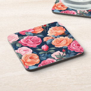 Design der rosa orangefarbenen Rose Getränkeuntersetzer