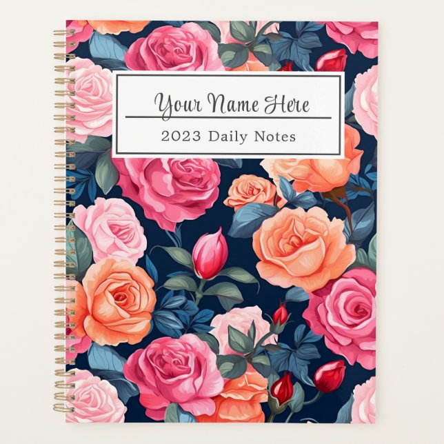 Design der rosa orangefarbenen Rose Planer (Vorderseite)