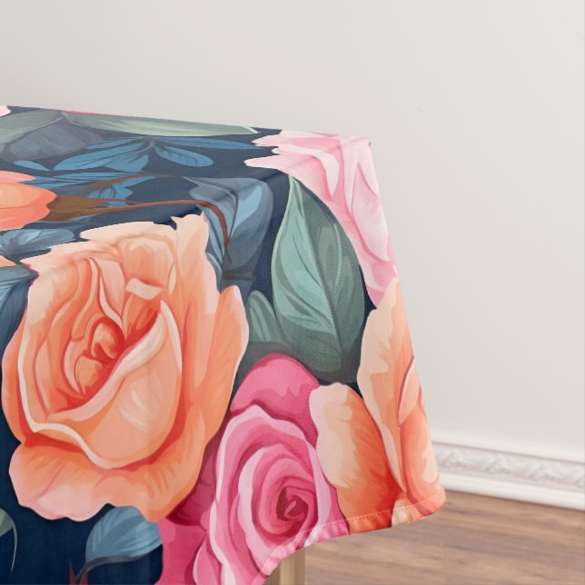 Design der rosa orangefarbenen Rose Tischdecke (Beispiel)