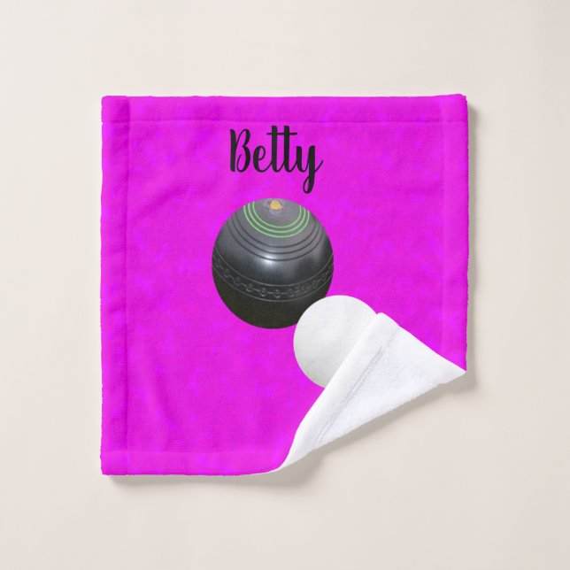 Design der rosa Rasen-Bowls, Name der Freunde hinz Waschlappen (Waschlappen)