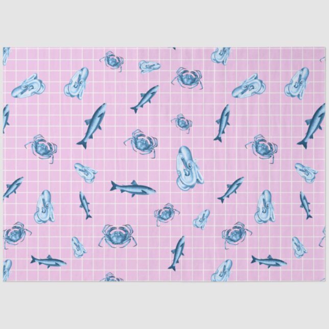 Design der rosa und blauen Wassermotorenreihe 12 Seidenpapier (Vorderseite)