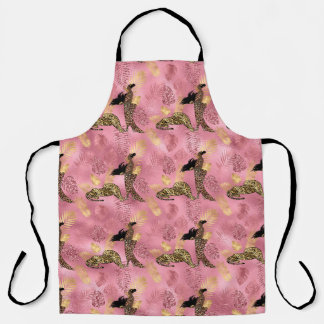 Design der rosa und goldenen Leopard-Serie 7 Schürze