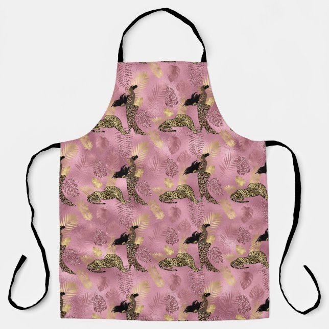 Design der rosa und goldenen Leopard-Serie 7 Schürze (Vorderseite)