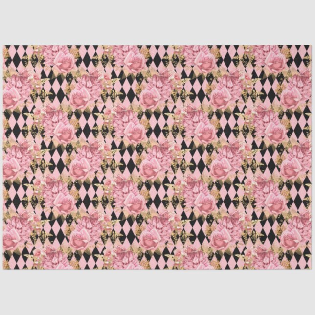 Design der rosa und goldenen Serie 13 Seidenpapier (Vorderseite)