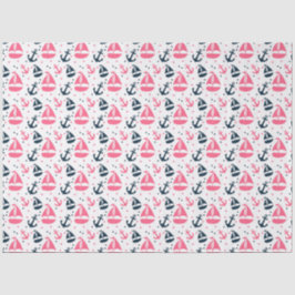 Design der rosa und marinen Nautikserie 13 Seidenpapier