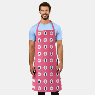 Design der rosa und marinen Nautikserie 15 Schürze