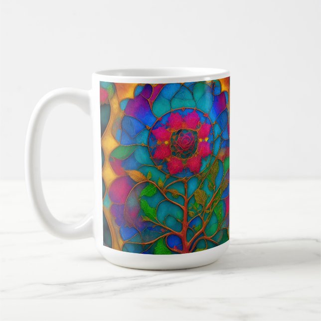 Design der Rose aus Hartglas Kaffeetasse (Links)