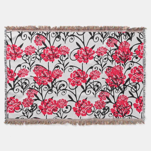 Design der rote Rose floral Illustration Decke (Vorderseite)
