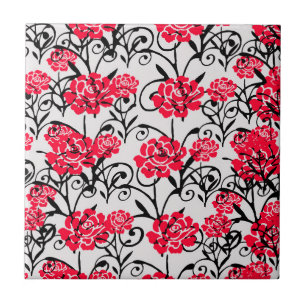 Design der rote Rose floral Illustration Fliese