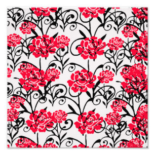 Design der rote Rose floral Illustration Fotodruck