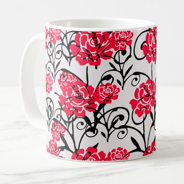 Design der rote Rose floral Illustration Kaffeetasse (Von Creator hochgeladen)