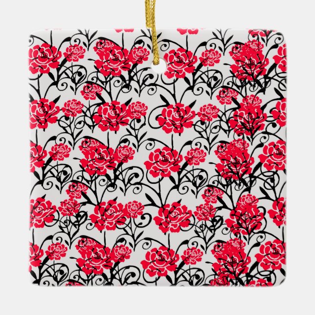 Design der rote Rose floral Illustration Keramikornament (Vorderseite)