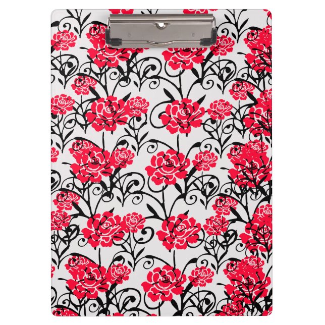 Design der rote Rose floral Illustration Klemmbrett (Vorderseite)